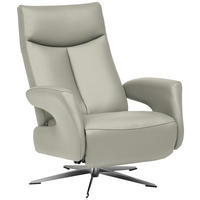 RELAXSESSEL in Leder Hellgrau  - Chromfarben/Hellgrau, Design, Leder/Metall (74/105/82cm) - Welnova