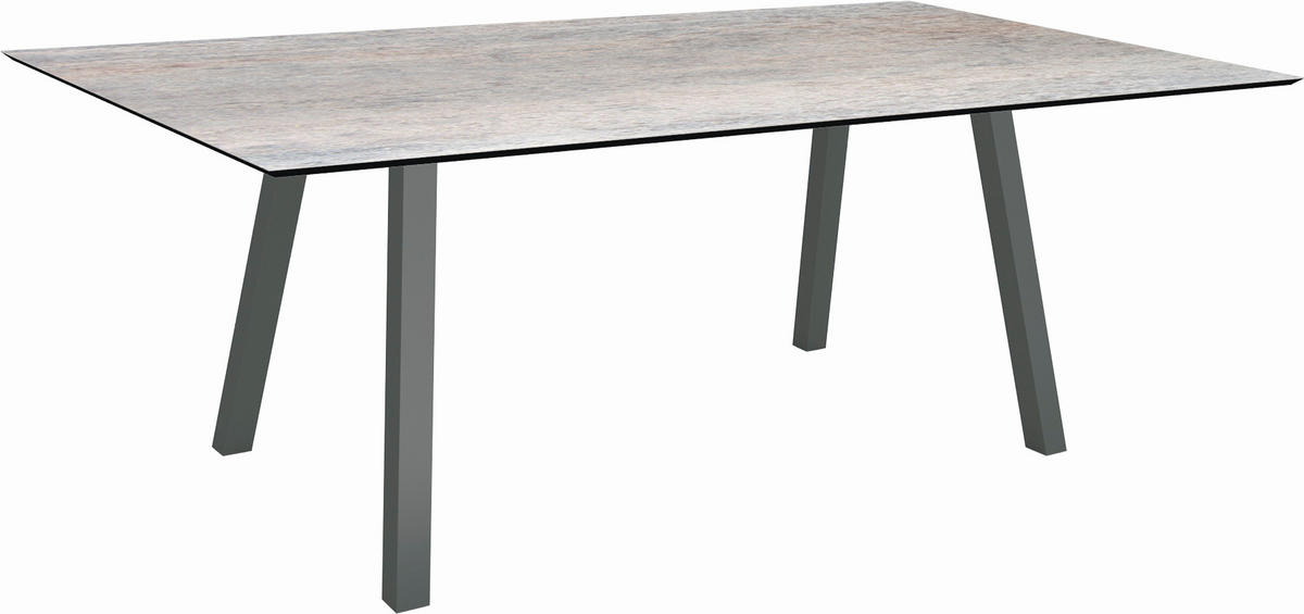 GARTENTISCH Kunststoff Grau rechteckig  - Anthrazit/Grau, MODERN, Kunststoff/Metall (180/100/75cm) - Stern