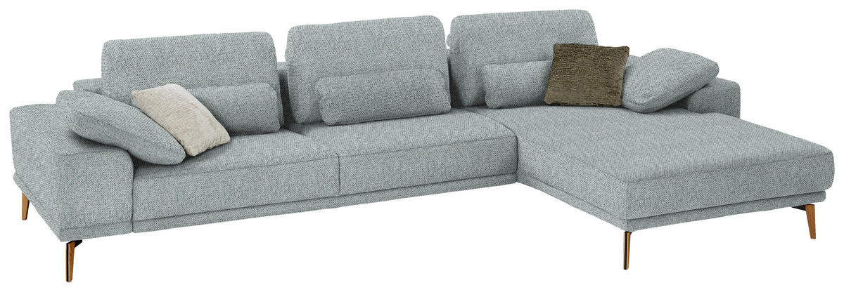 ECKSOFA in Flachgewebe Hellgrau  334/193 cm  - Wildeiche/Hellgrau, Design, Holz/Textil (334/193cm) - Niels Andersson
