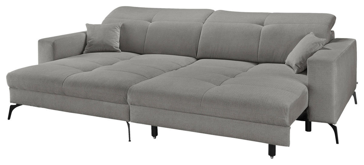 ECKSOFA Grau Webstoff  - Schwarz/Grau, KONVENTIONELL, Textil/Metall (180/285cm) - SetOne by Musterring