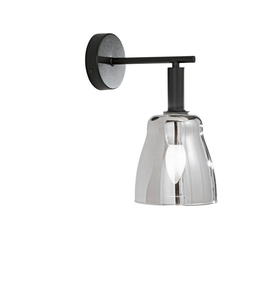 WANDLEUCHTE Luce Ambiente e Design 18/14/29 cm   - Chromfarben/Schwarz, Trend, Glas/Metall (18/14/29cm)
