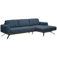 ECKSOFA  in Struktur Blau  262/157 cm  - Blau/Schwarz, Design, Textil/Metall (262/157cm) - Novel