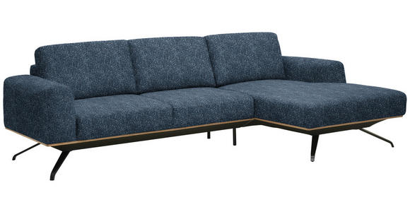 ECKSOFA  in Struktur Blau  262/157 cm  - Blau/Schwarz, Design, Textil/Metall (262/157cm) - Novel