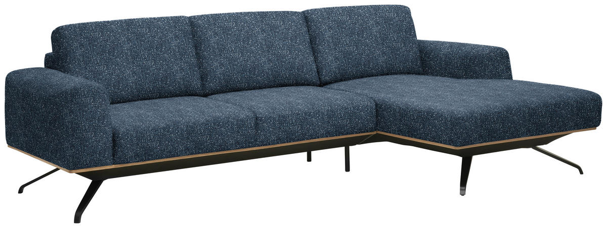 ECKSOFA in Struktur Blau  - Blau/Schwarz, Design, Textil/Metall (262/157cm) - Novel