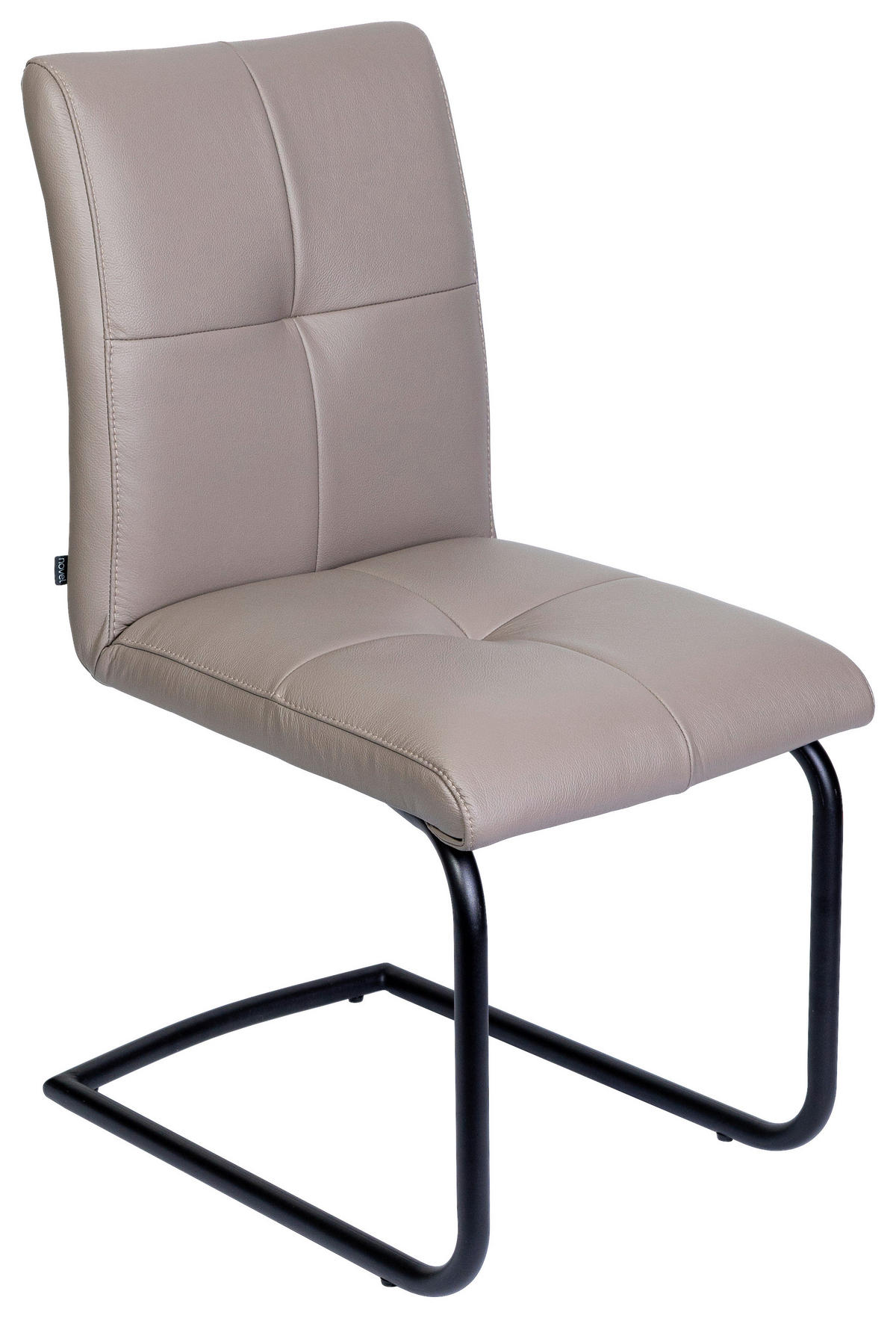 SCHWINGSTUHL    Echtleder  - Taupe/Schwarz, MODERN, Leder/Metall (49/74/61cm) - Novel