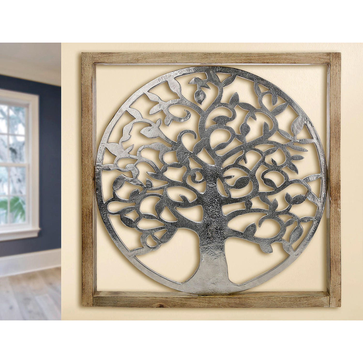 METALLBILD Bäume 60/60 cm  - Hellbraun/Silberfarben, Basics, Holz/Metall (60/60cm)