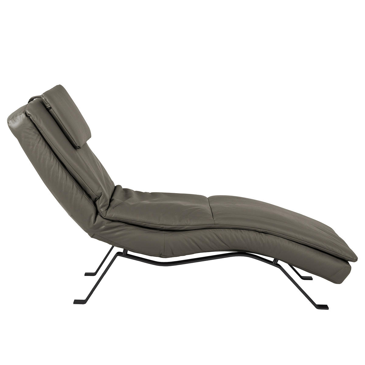 RELAXLIEGE Echtleder Schlammfarben  - Schlammfarben/Schwarz, Design, Leder/Metall (65/95/171cm) - Celina Home