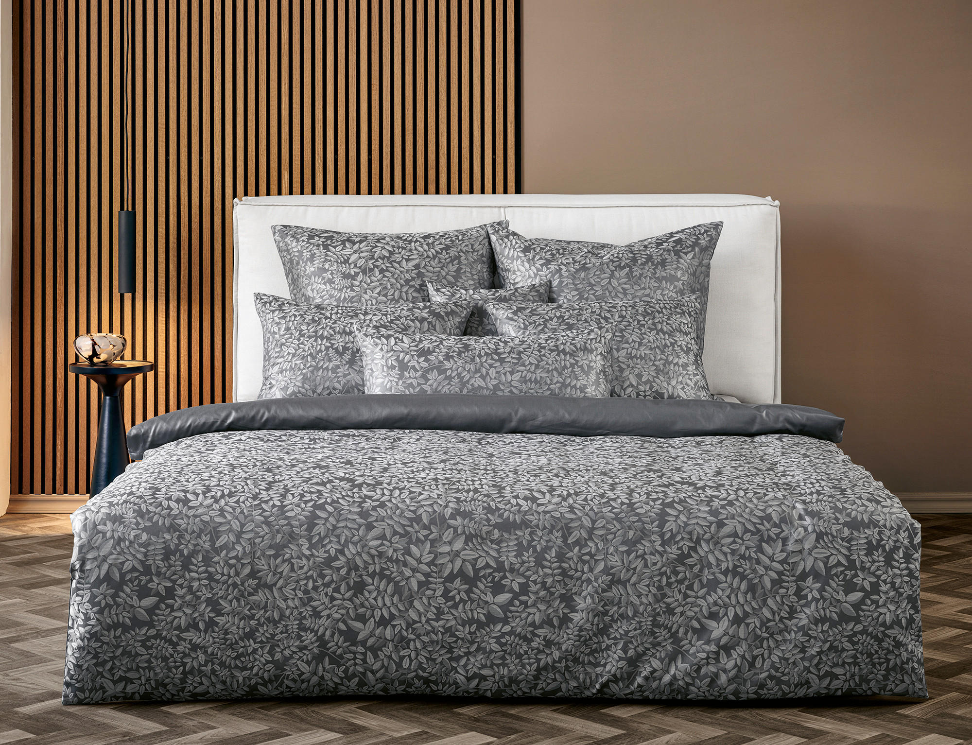 POSTELJINA SKAGEN 140/200 cm damast siva, crna, bela  - siva/bela, Osnovno, tekstil (140/200cm) - Curt Bauer