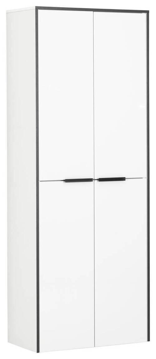 HOCHSCHRANK 62,8/163,3/32,0 cm  - Weiß Hochglanz/Schwarz, Basics, Glas/Holzwerkstoff (62,8/163,3/32,0cm) - Voleo