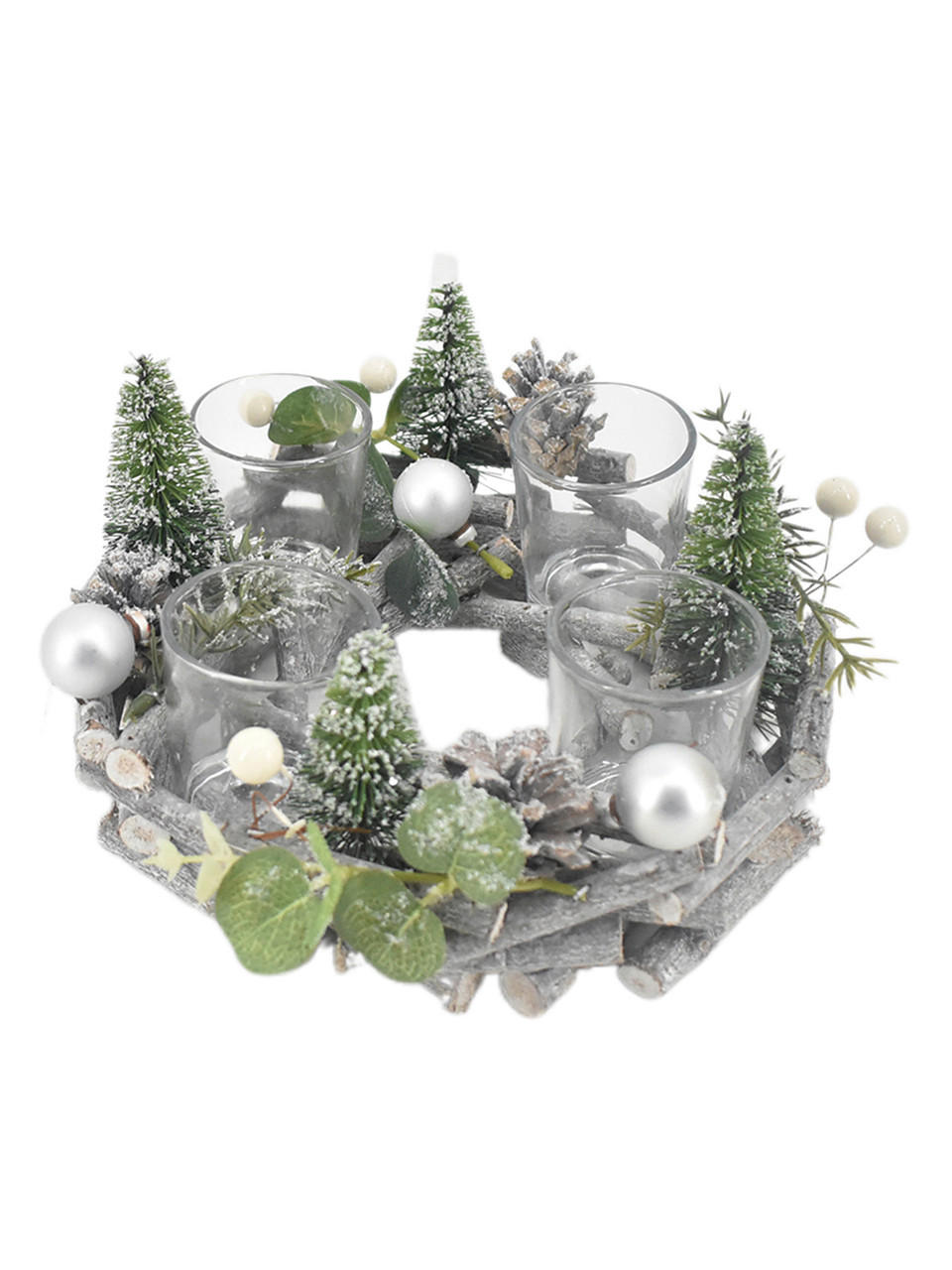 KERZENHALTER - Multicolor, LIFESTYLE, Glas/Naturmaterialien (23/12cm) - X-Mas