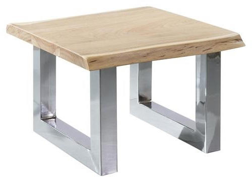 COUCHTISCH Akazie massiv 58/60/40 cm quadratisch Akaziefarben  - Chromfarben/Akaziefarben, Design, Holz/Metall (58/60/40cm) - MID.YOU