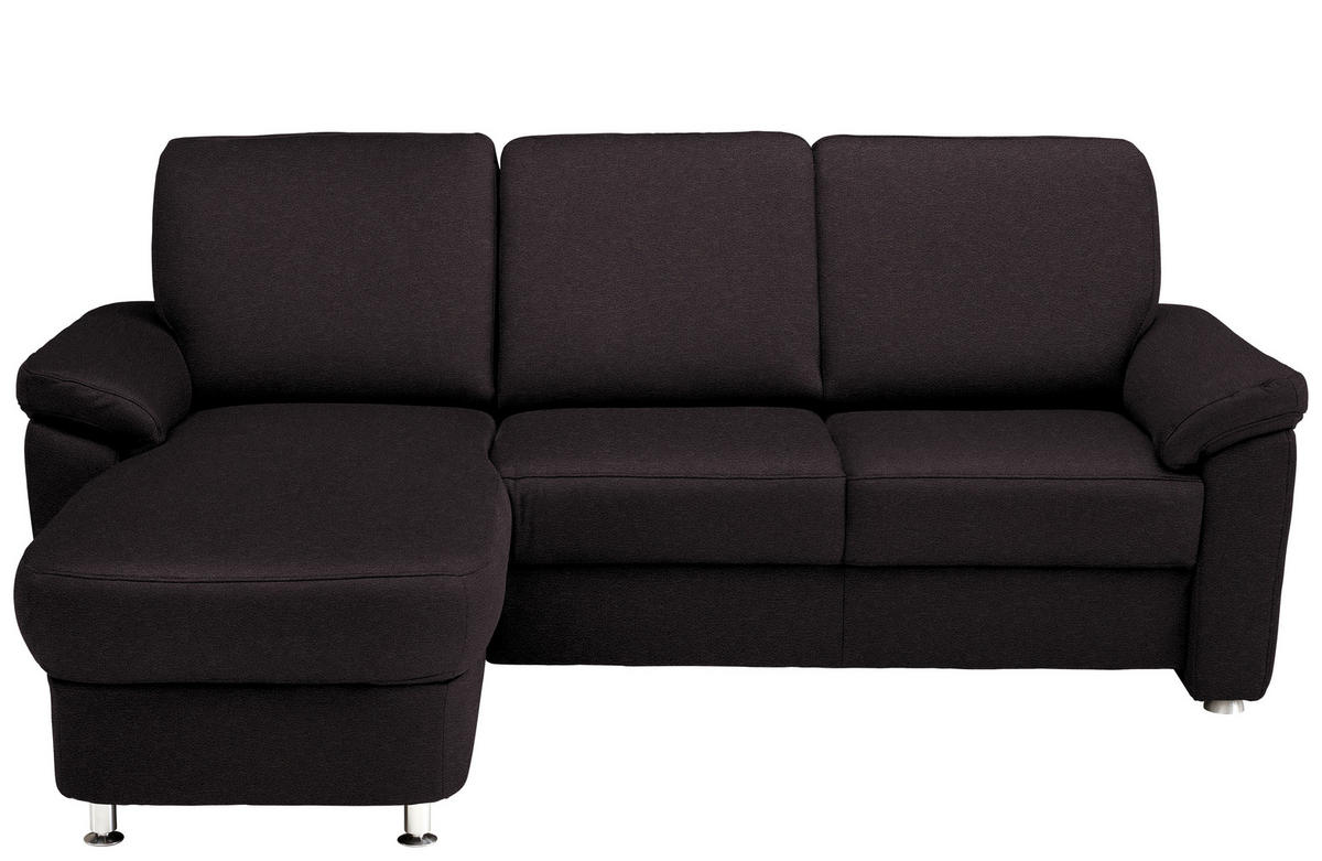 ECKSOFA Flachgewebe Anthrazit  - Chromfarben/Anthrazit, Konventionell, Textil/Metall (163/220cm) - Beldomo System