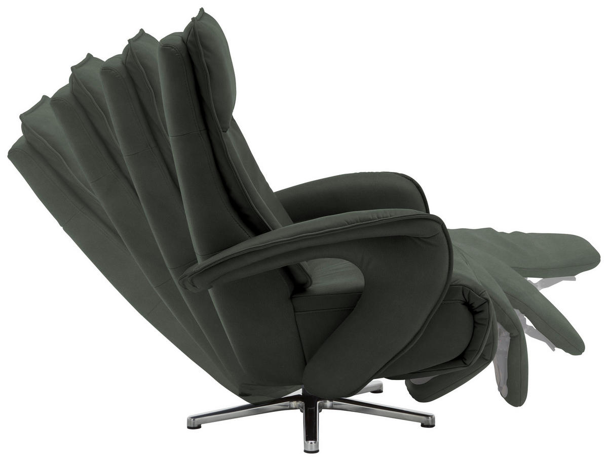 RELAXSESSEL in Leder Dunkelgrün  - Chromfarben/Dunkelgrün, Design, Leder/Metall (77/110/87cm) - Valdera
