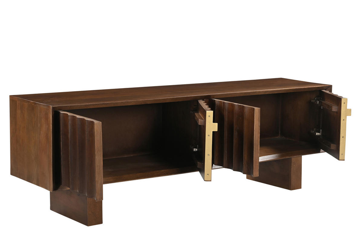 LOWBOARD  180/60/45 cm   - Messingfarben/Braun, Design, Holz/Metall (180/60/45cm) - MID.YOU