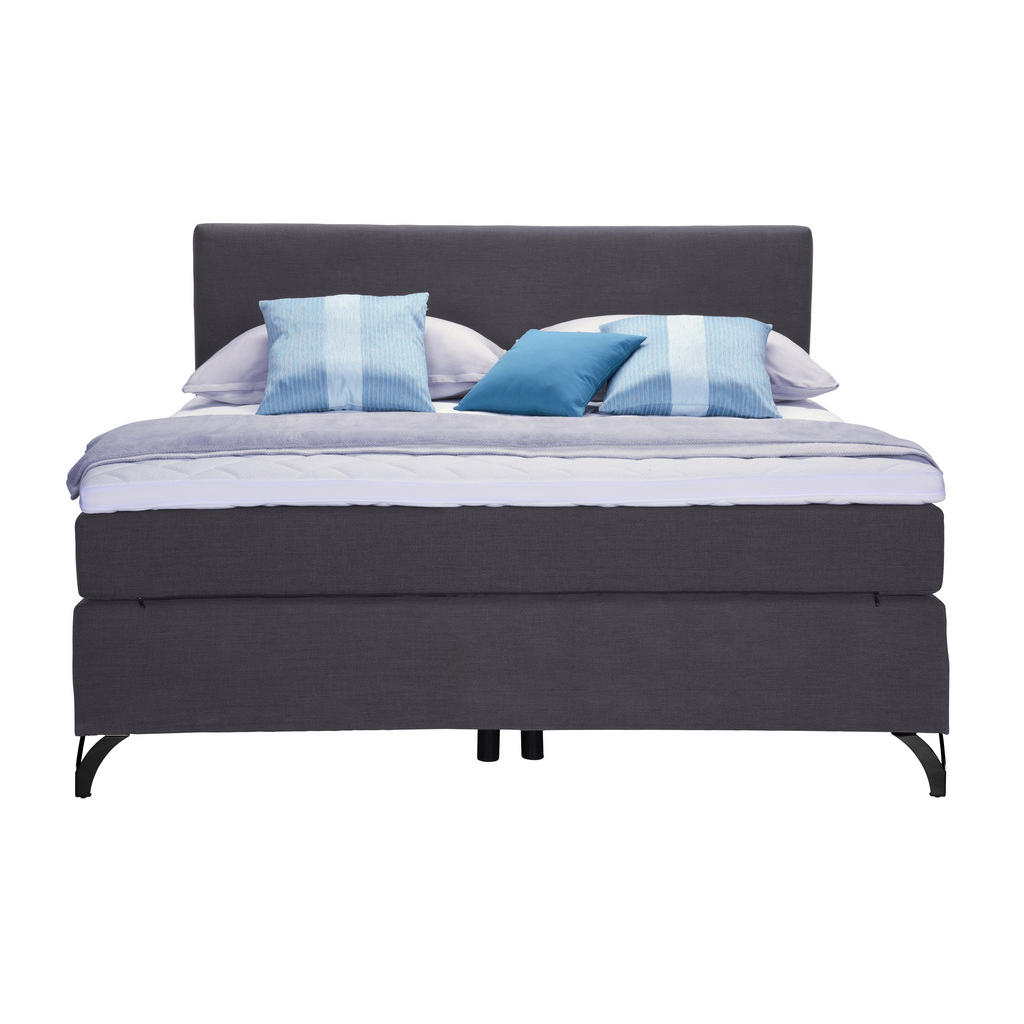 Thumbnail - Esposa Boxspringbett, Anthrazit, Textil, H2 + H3, 7-Zonen, Höhe ca. 18 cm, 120x200 cm, Federkernmatratze, Topper durchge...