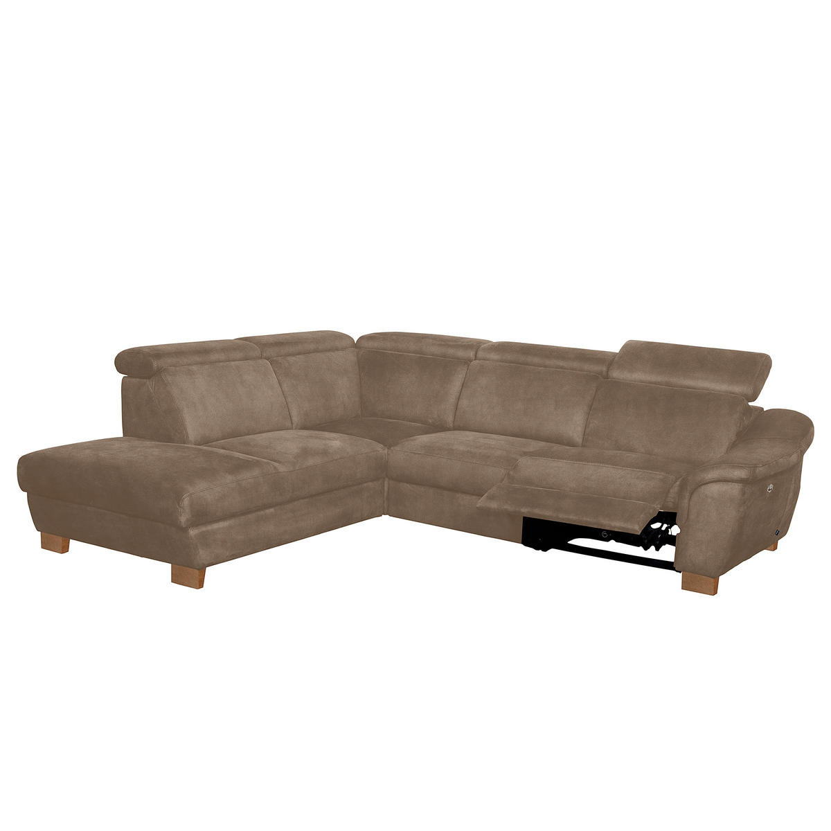 ECKSOFA Mikrofaser Braun  - Naturfarben/Braun, Design, Holz/Textil (276/238cm) - Livetastic
