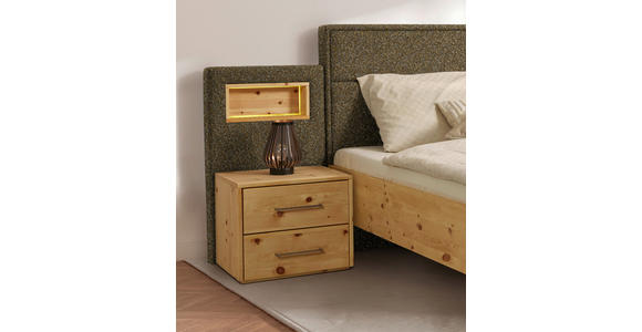 BETT 180/200 cm in Zirbelkieferfarben, Olivgrün - Zirbelkieferfarben/Olivgrün, Natur, Holz/Textil (180/200cm) - Valnatura