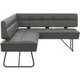 ECKBANK 207/165 cm  in Dunkelgrau  - Dunkelgrau/Schwarz, Design, Leder/Metall (207/165cm) - Moderano