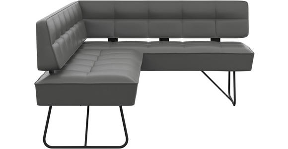 ECKBANK 207/165 cm  in Dunkelgrau  - Dunkelgrau/Schwarz, Design, Leder/Metall (207/165cm) - Moderano