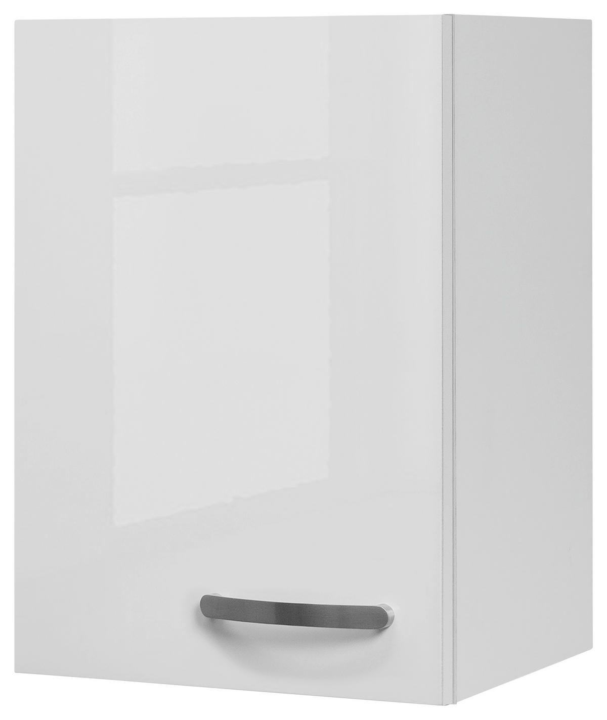 KÜCHENOBERSCHRANK 40/54,8/32 cm  in Weiß, Weiß Hochglanz  - Edelstahlfarben/Weiß Hochglanz, MODERN, Holzwerkstoff/Metall (40/54,8/32cm) - FlexWell