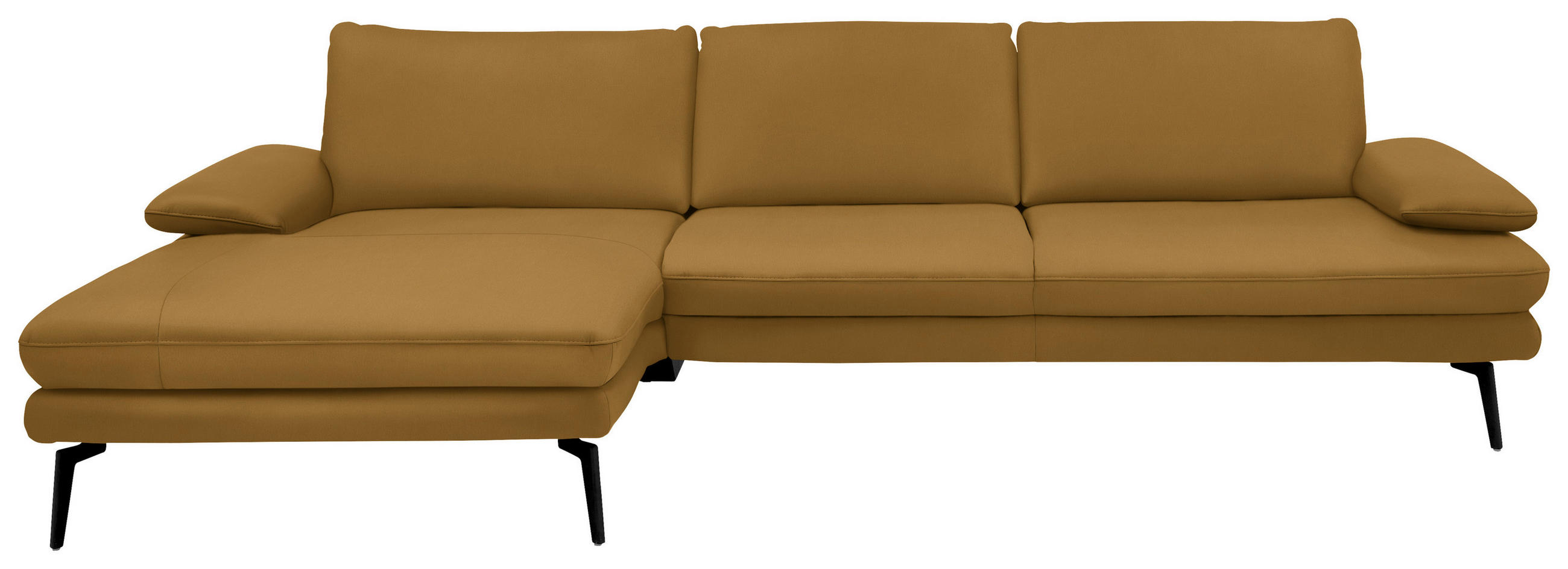 ECKSOFA in Echtleder Currygelb  - Currygelb/Schwarz, Design, Leder/Metall (180/310cm) - Dieter Knoll