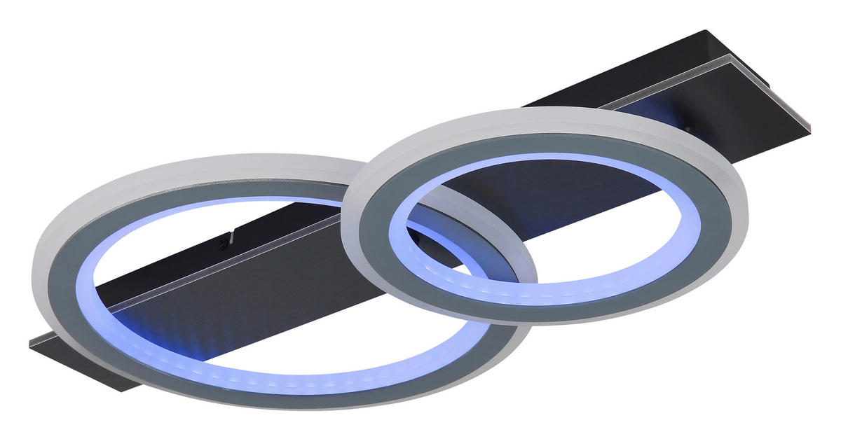 LED-DECKENLEUCHTE 63/37/8 cm   - Opal/Hellgrau, Design, Kunststoff/Metall (63/37/8cm) - Globo