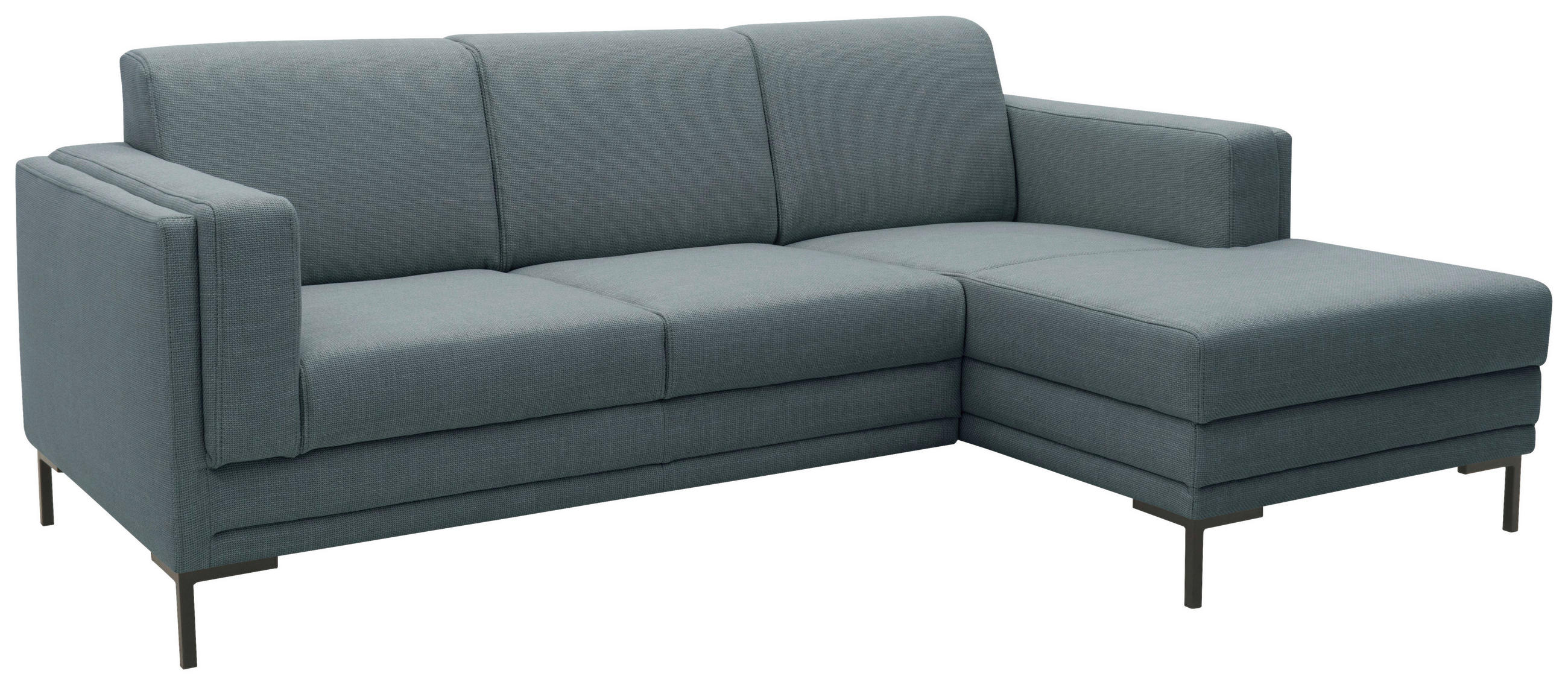 ECKSOFA Petrol Webstoff  - Petrol/Schwarz, Design, Textil/Metall (214/146cm) - LOOKS by W.Joop