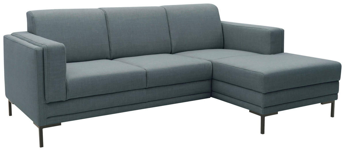 ECKSOFA in Webstoff Petrol  214/146 cm  - Petrol/Schwarz, Design, Textil/Metall (214/146cm) - LOOKS by W.Joop