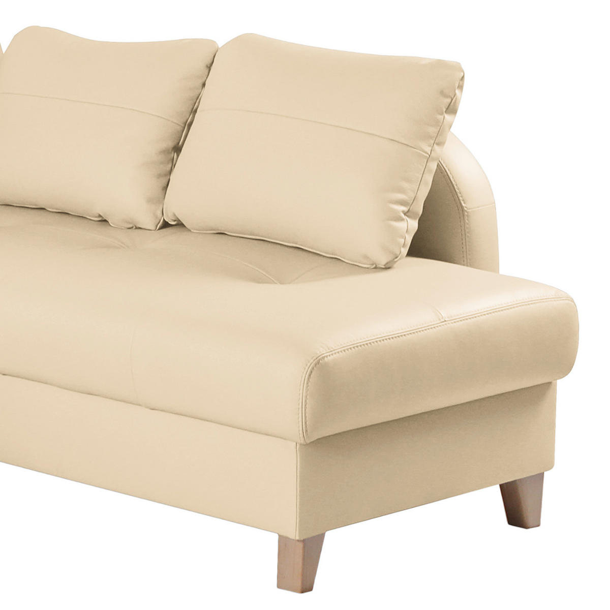 ECKSOFA Beige Echtleder Lederlook  - Beige/Buchefarben, Design, Leder/Holz (227/168cm) - Livetastic