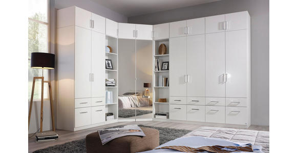 DREHTÜRENSCHRANK in Weiß, Weiß Hochglanz - Weiß Hochglanz/Alufarben, Design, Holzwerkstoff/Kunststoff (91/197/54cm) - Carryhome
