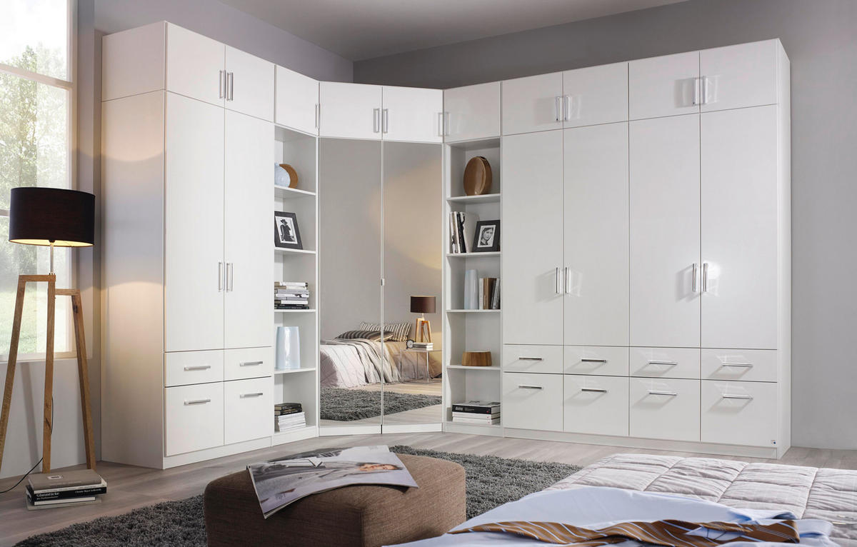 ŠATNÍ SKŘÍŇ S OTOČNÝMI DVEŘMI, bílá, vysoce lesklá bílá, 91/197/54 cm - bílá/barvy hliníku, Design, kompozitní dřevo/plast (91/197/54cm) - Carryhome