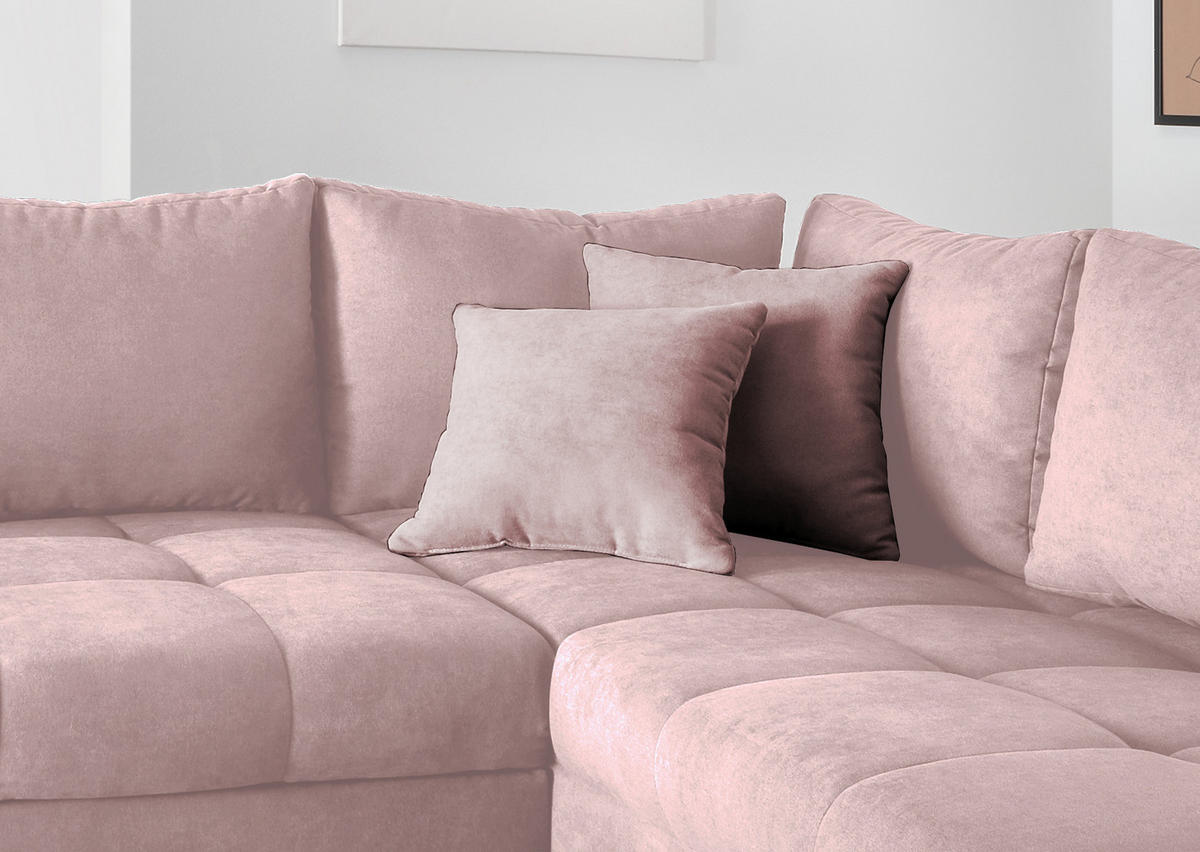 ECKSCHLAFSOFA in Rosa Textil   - Silberfarben/Rosa, Design, Holz/Textil (298/202cm) - MID.YOU