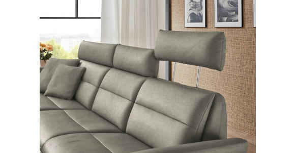 ECKSOFA in Echtleder Hellgrau  169/298 cm  - Hellgrau/Schwarz, Design, Leder/Metall (169/298cm) - Dieter Knoll