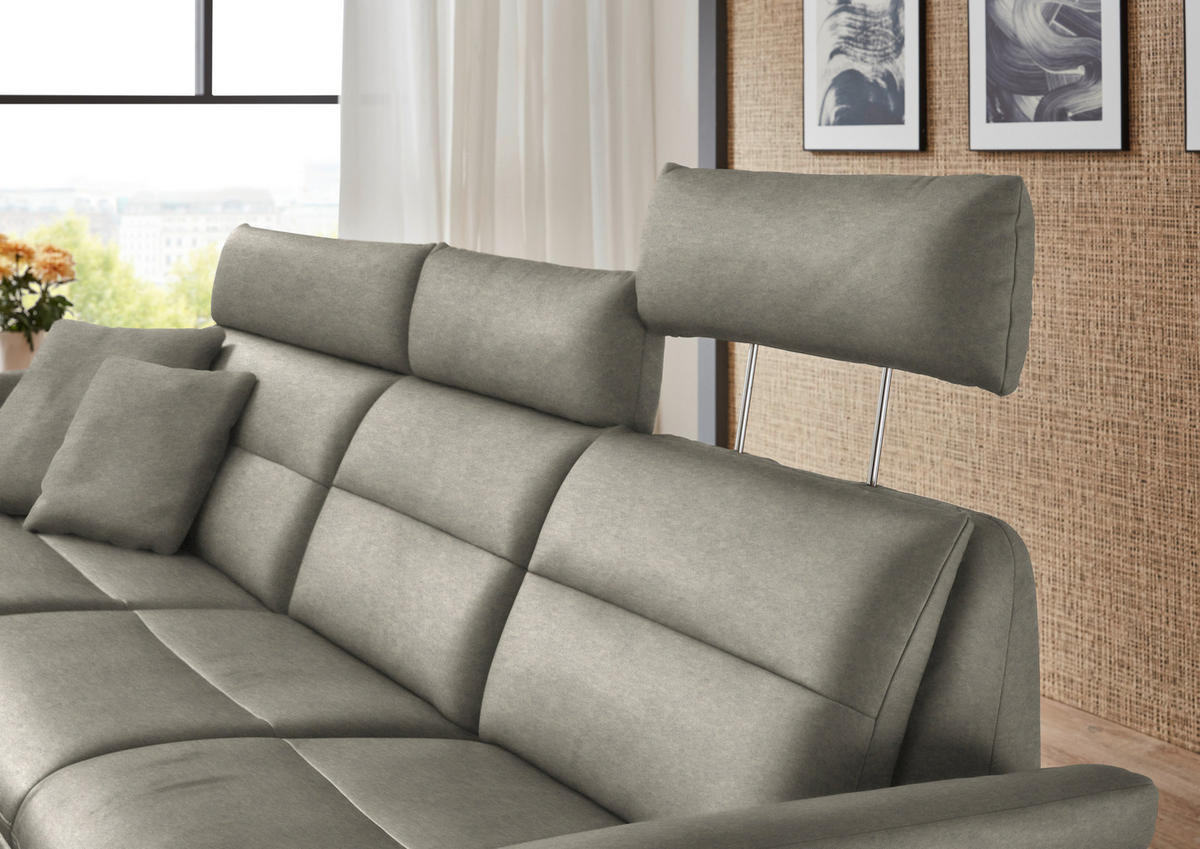 ECKSOFA in Echtleder Hellgrau  - Hellgrau/Schwarz, Design, Leder/Metall (169/298cm) - Dieter Knoll