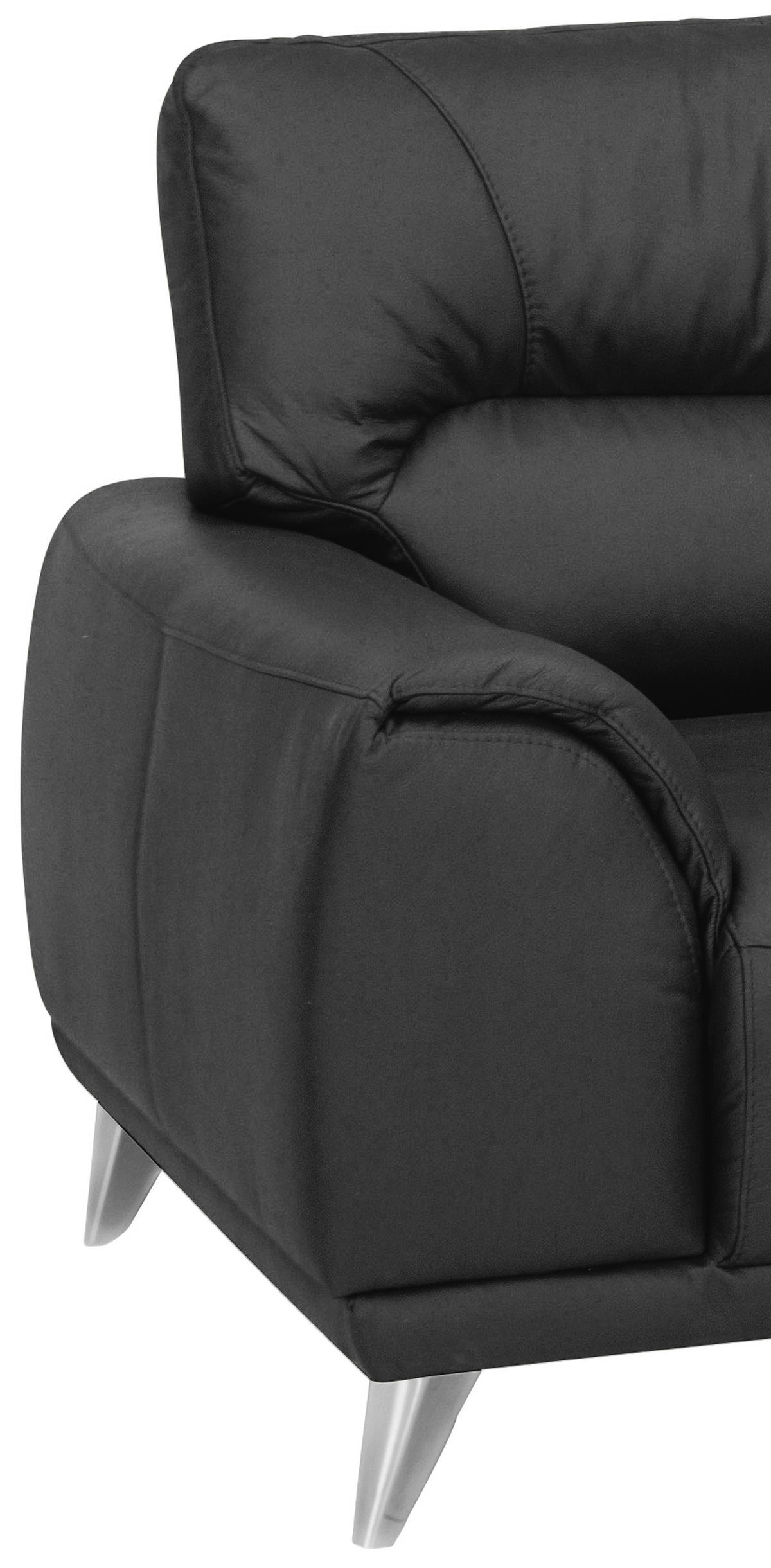 FERNSEHSESSEL in Lederlook Schwarz  - Chromfarben/Schwarz, Modern, Textil/Metall (112/92/96cm) - MID.YOU