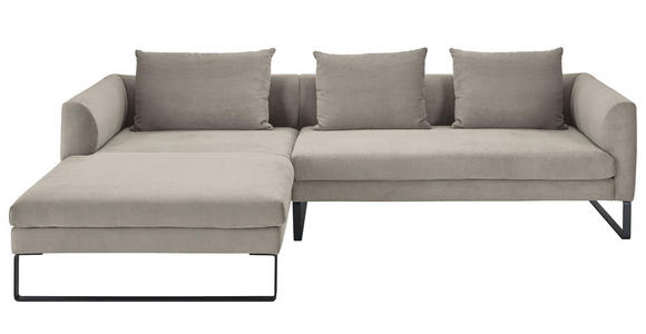ECKSOFA Sandfarben Feincord Rückenkissen, Rücken echt  - Sandfarben/Schwarz, KONVENTIONELL, Textil/Metall (178/284cm) - Hom`in