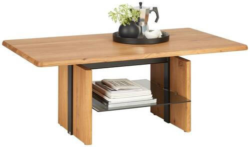 COUCHTISCH Wildeiche massiv 110/65/50-69 cm rechteckig Schwarz, Eichefarben  - Eichefarben/Schwarz, Trend, Holz (110/65/50-69cm) - Venda