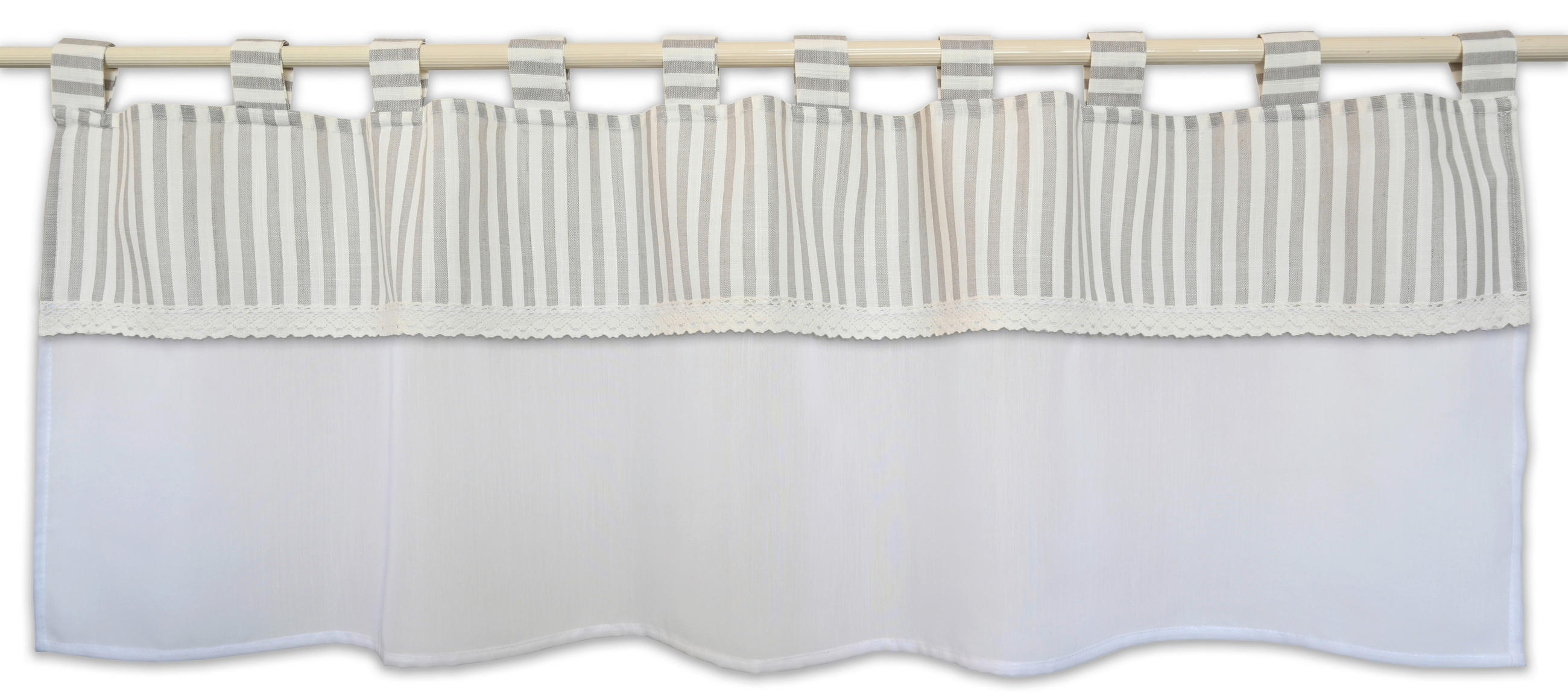 KURZGARDINE   140/48 cm   - Naturfarben/Weiß, Basics, Textil (140/48cm)