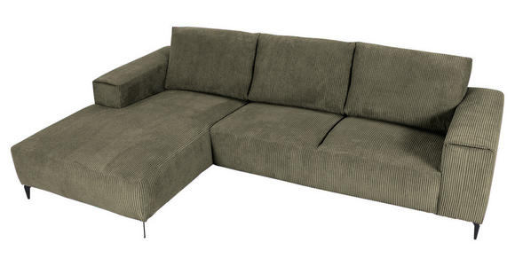 ECKSOFA Dunkelgrün Cord  - Dunkelgrün/Schwarz, KONVENTIONELL, Textil/Metall (170/285cm) - Carryhome