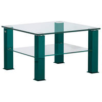 COUCHTISCH in Metall, Glas 75/75/42,5 cm  - Blau/Grün, Design, Glas/Kunststoff (75/75/42,5cm)