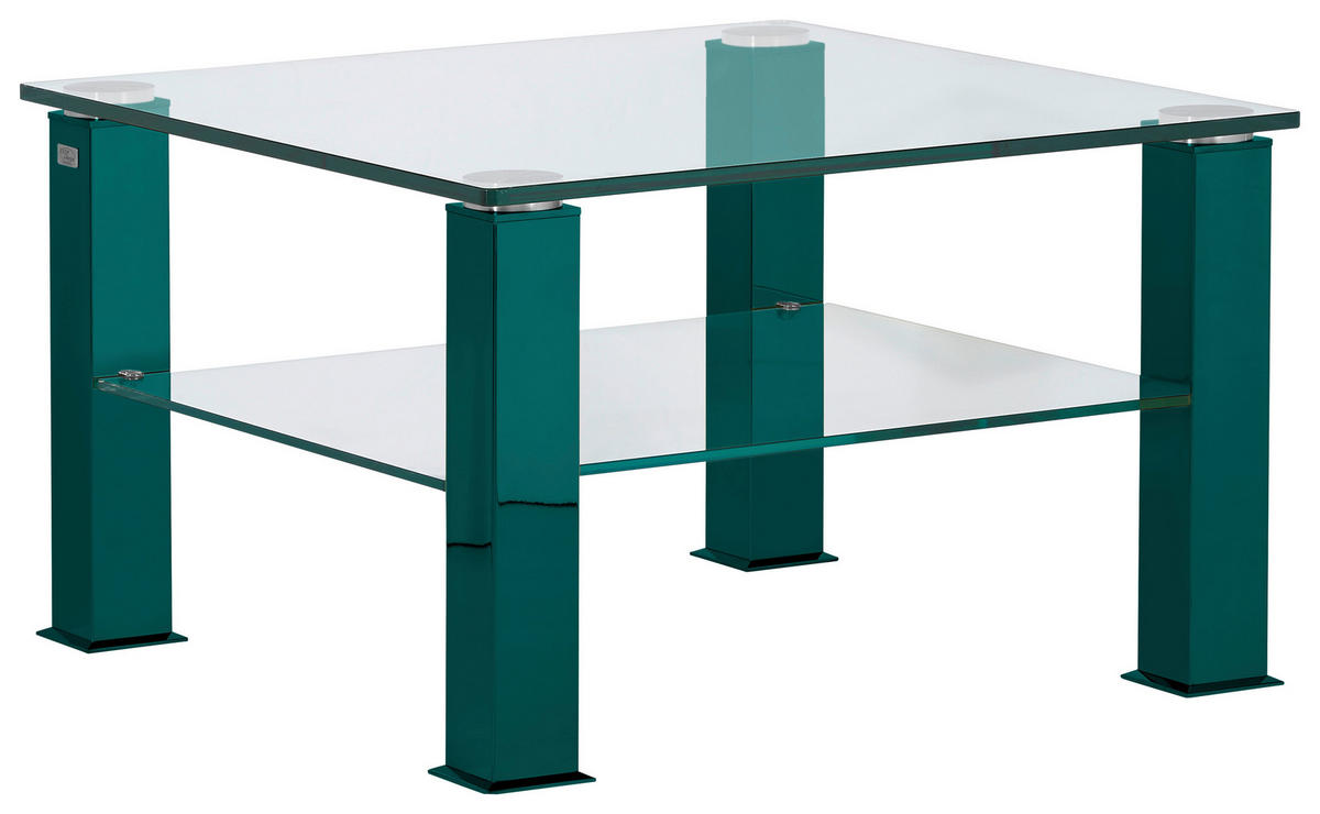 COUCHTISCH in Metall, Glas 75/75/42,5 cm  - Blau/Grün, Design, Glas/Kunststoff (75/75/42,5cm)