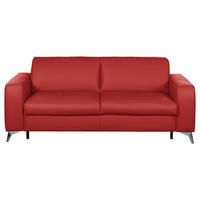 ROZKLÁDACÍ POHOVKA, kůže, červená - barvy stříbra/červená, Design, kov/kůže (204/84/104cm) - Livetastic