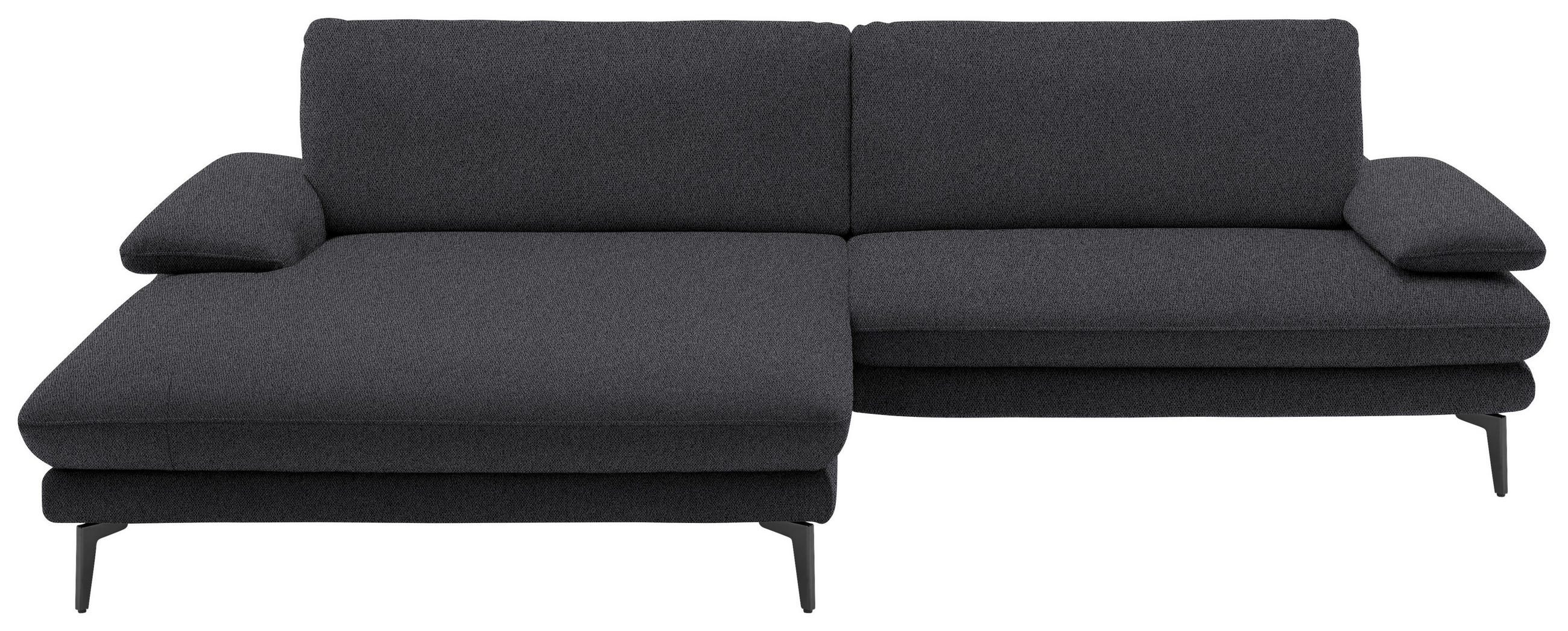 ECKSOFA in Webstoff Anthrazit  184/284 cm  - Anthrazit/Schwarz, Design, Textil/Metall (184/284cm) - Dieter Knoll