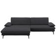ECKSOFA  in Webstoff Anthrazit  184/284 cm  - Anthrazit/Schwarz, Design, Textil/Metall (184/284cm) - Dieter Knoll