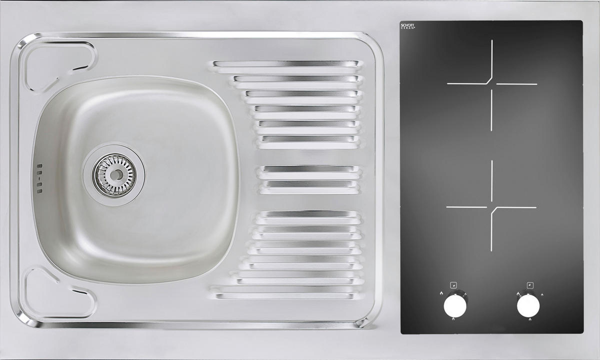 MINIKÜCHE 100 cm   in Weiß  - Weiß, Basics, Holzwerkstoff/Kunststoff (100cm) - Respekta