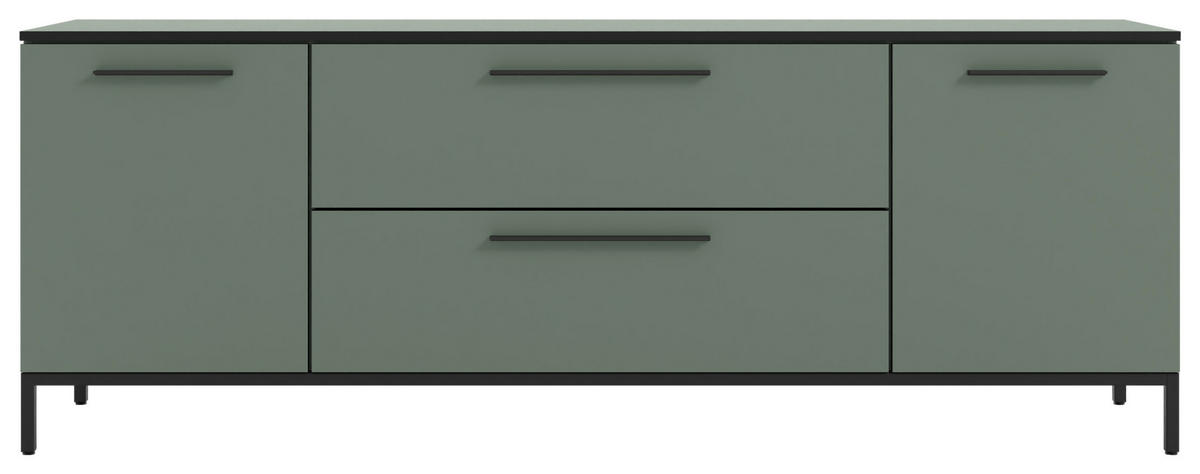 LOWBOARD Soul  in 180/66/40 cm  - Schilfgrün/Schwarz, MODERN, Holzwerkstoff/Metall (180/66/40cm)