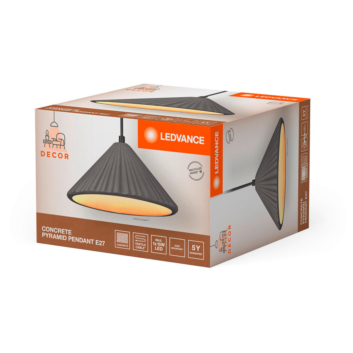 PENDELLEUCHTE 25/117,5 cm   - Dunkelgrau, KONVENTIONELL, Stein/Metall (25/117,5cm) - Ledvance