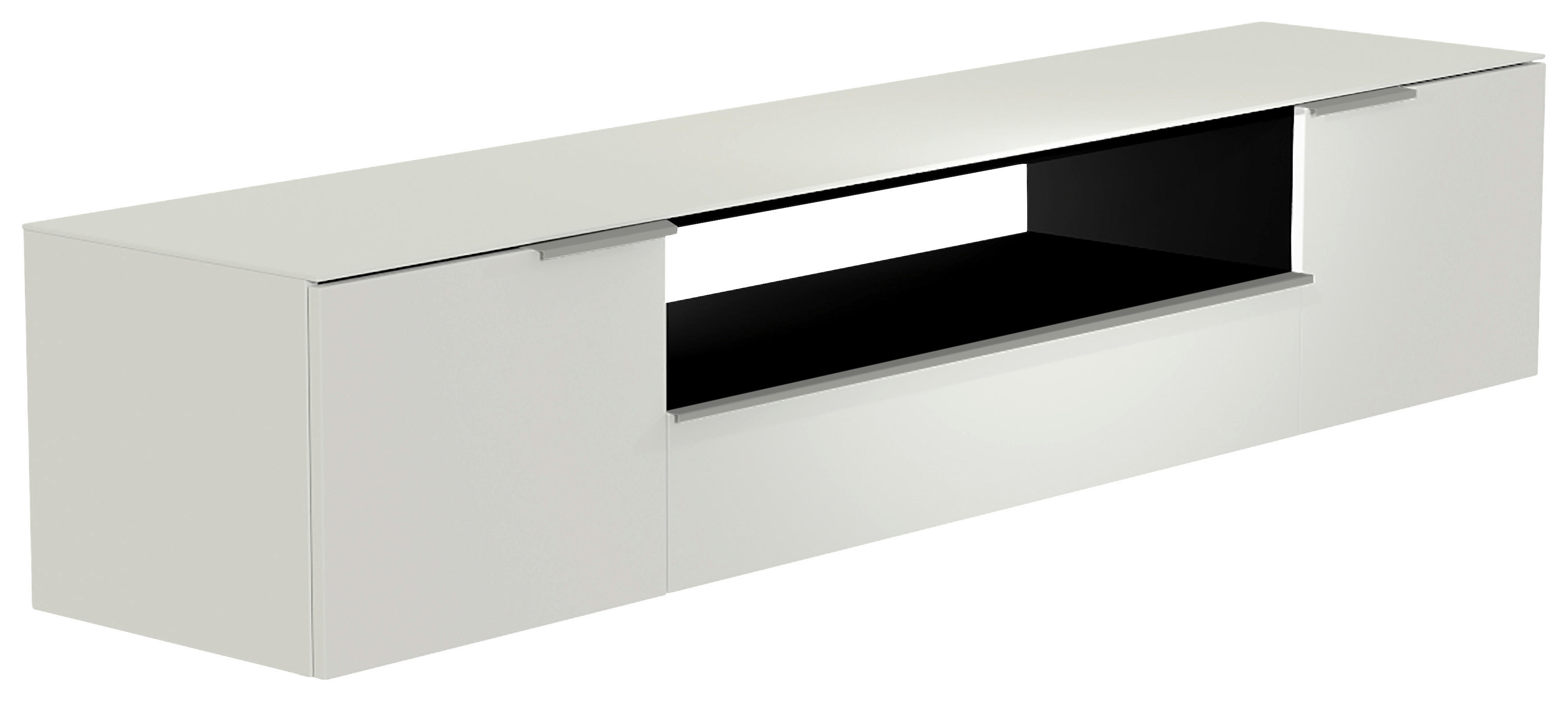 LOWBOARD Weiß, Alufarben  - Alufarben/Weiß, Design, Glas/Holzwerkstoff (210/41/45cm) - Moderano