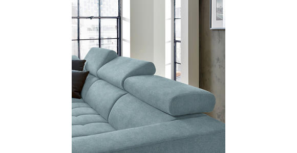 ECKSOFA in Mikrofaser Hellblau 207/301 cm - Schwarz/Hellblau, Design, Textil/Metall (207/301cm) - Xora