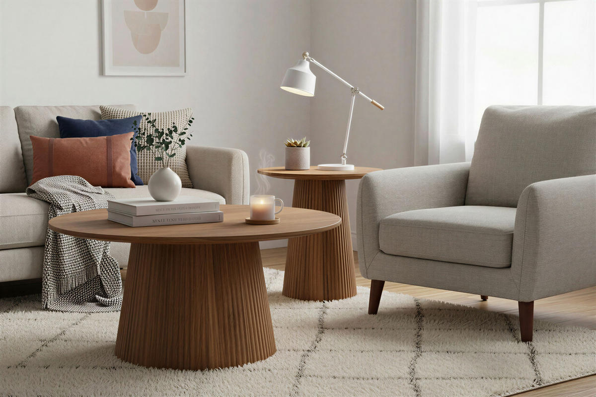 BEISTELLTISCH 50/50/46 cm Mangoholz massiv Naturfarben rund  - Naturfarben, Design, Holz (50/50/46cm) - MID.YOU